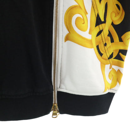 VERSACE All-Over Pattern Long Sleeve Hoodie Black Size 36