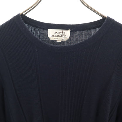 HERMES Italian Cashmere Blend Sweater Navy Size L