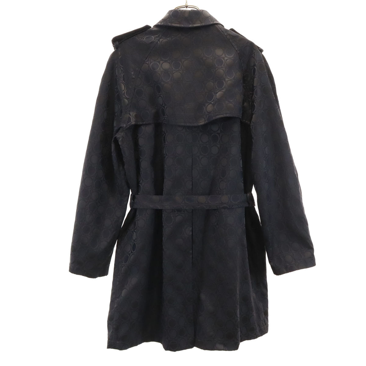 Salvatore Ferragamo 90s Gancini Trench Coat Black Size 42