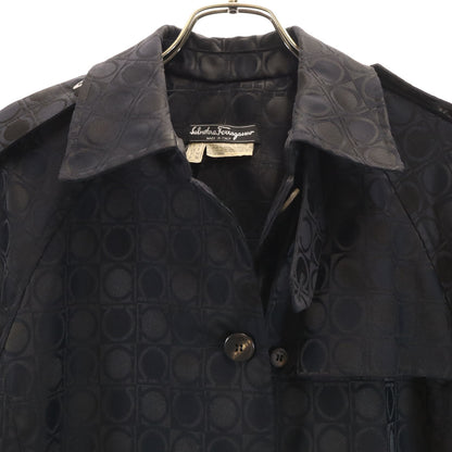 Salvatore Ferragamo 90s Gancini Trench Coat Black Size 42
