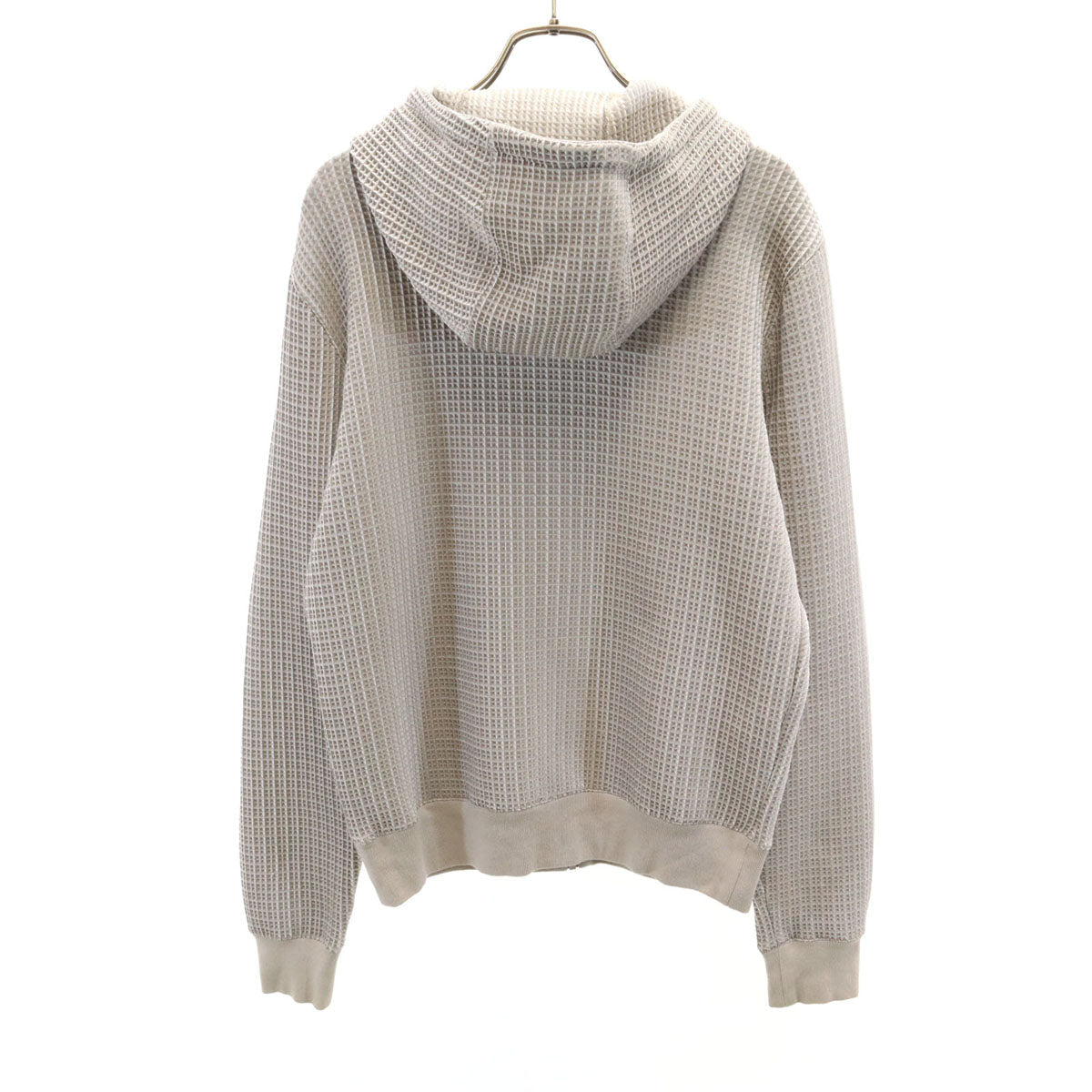 HERMES Italian Waffle Knit Zip Hoodie Grey Size S