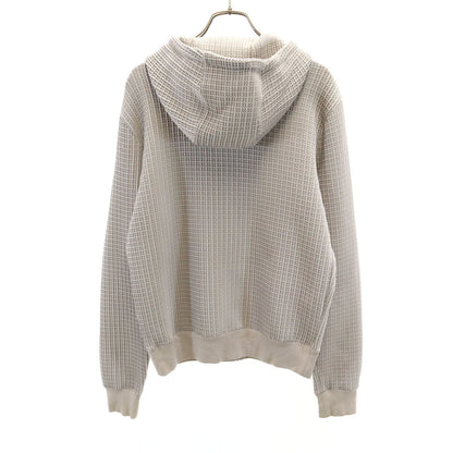 HERMES Italian Waffle Knit Zip Hoodie Grey Size S