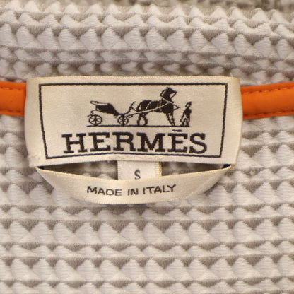 HERMES Italian Waffle Knit Zip Hoodie Grey Size S