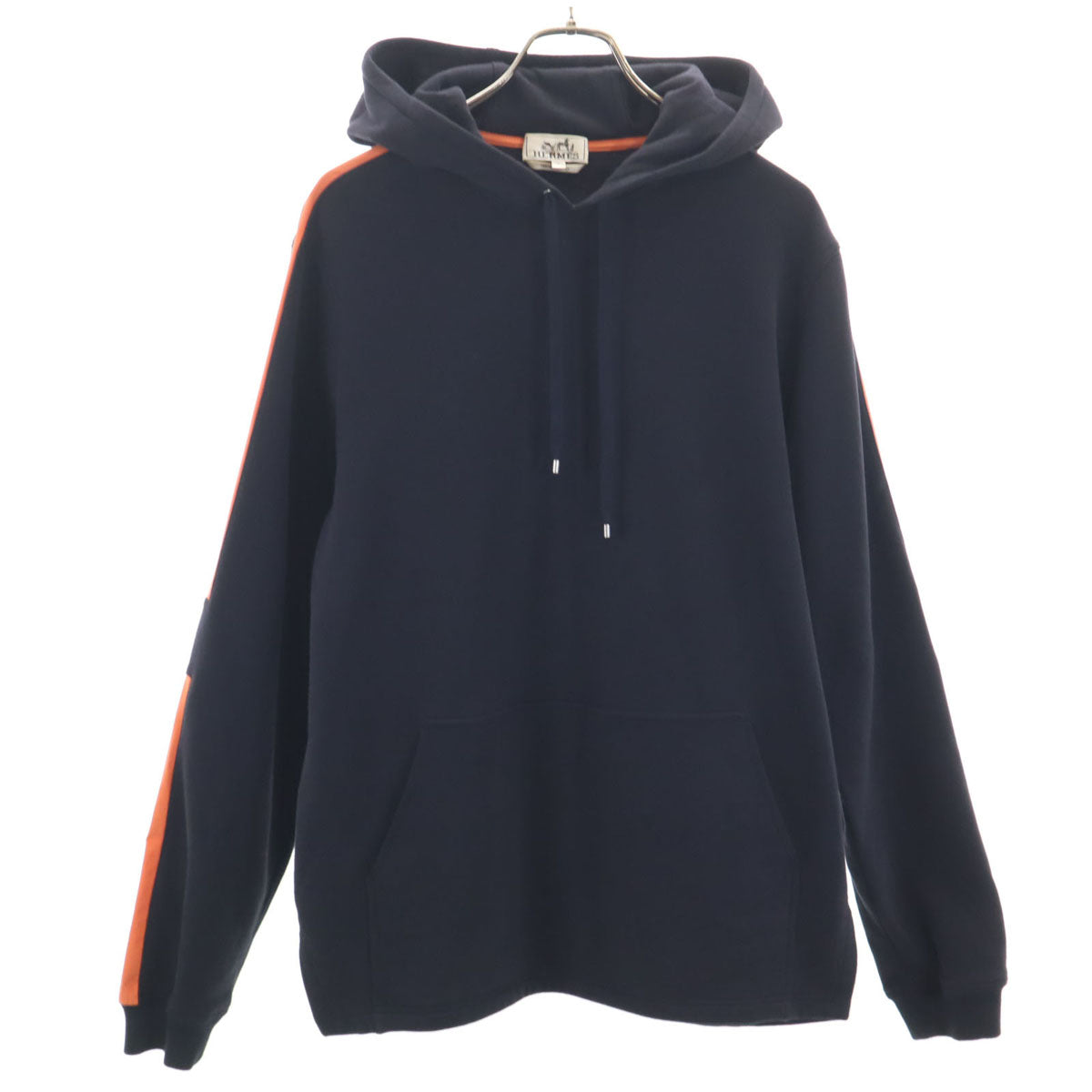 HERMES Italian Fleece Lined Hoodie Black Size L
