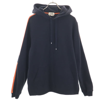 HERMES Italian Fleece Lined Hoodie Black Size L