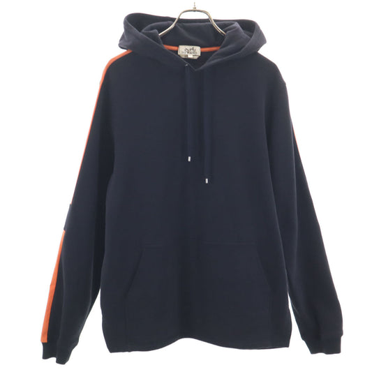 HERMES Italian Fleece Lined Hoodie Black Size L