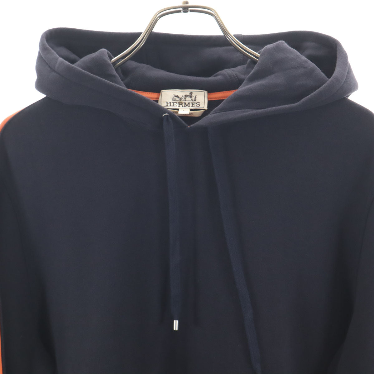 HERMES Italian Fleece Lined Hoodie Black Size L