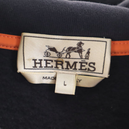HERMES Italian Fleece Lined Hoodie Black Size L