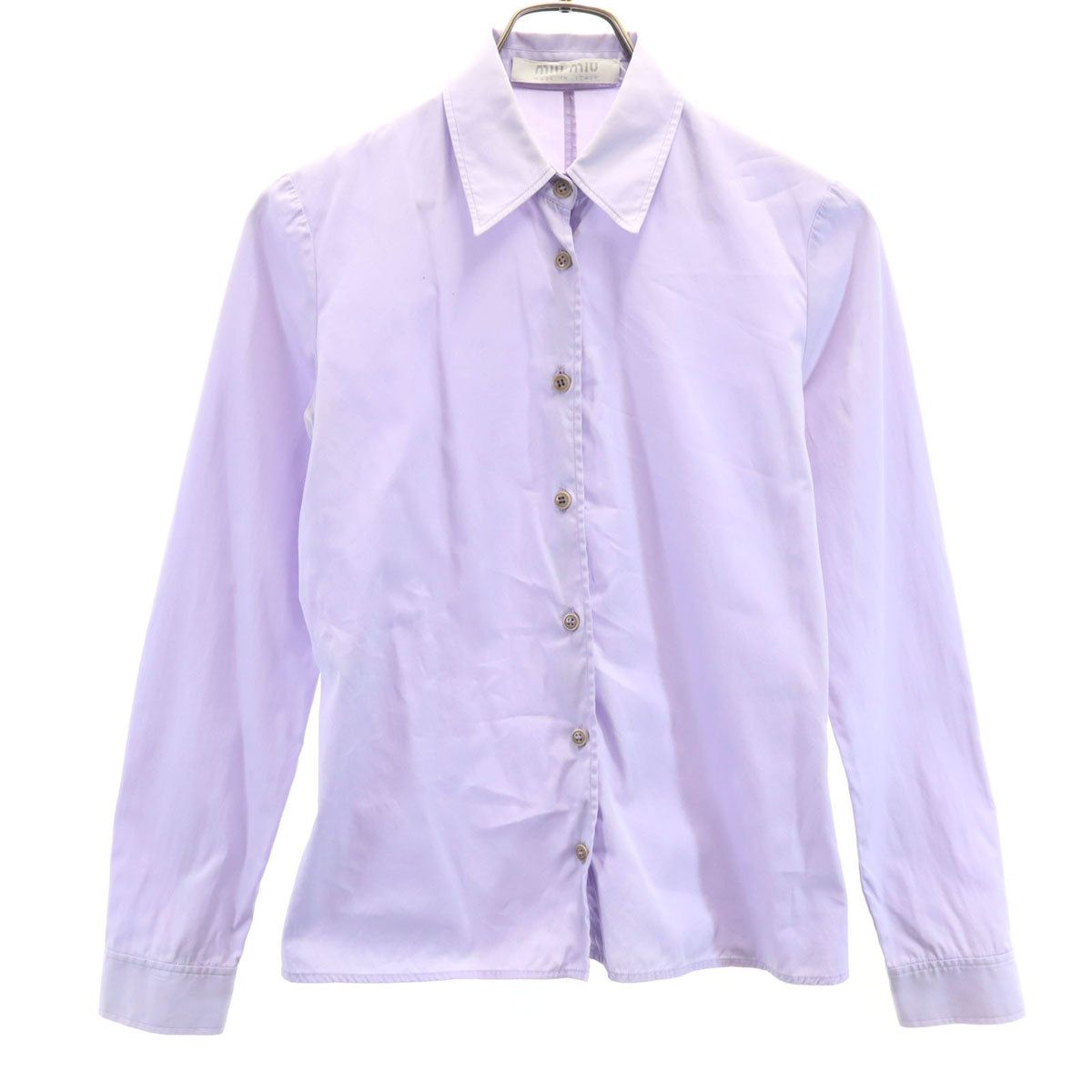 MIUMIU Italian Long Sleeve Cotton Shirt Purple Size 38