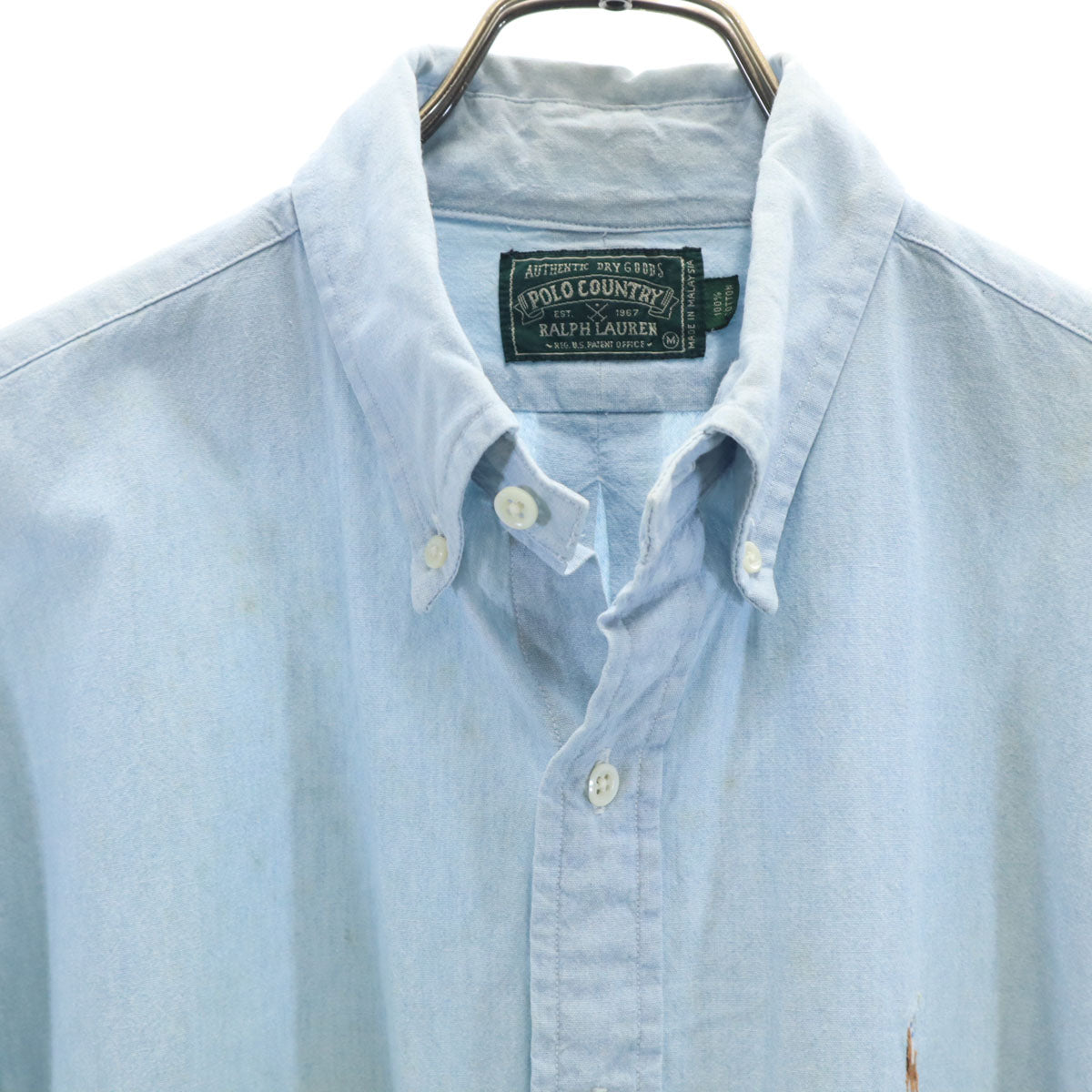 POLO COUNTRY 80s 90s Vintage Cotton Shirt Light Blue Size M