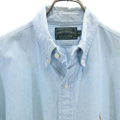 POLO COUNTRY 80s 90s Vintage Cotton Shirt Light Blue Size M