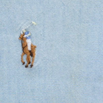 POLO COUNTRY 80s 90s Vintage Cotton Shirt Light Blue Size M