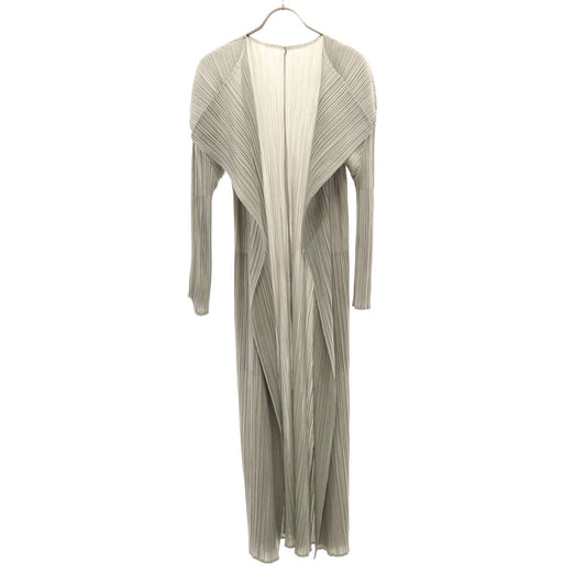 PLEATS PLEASE Pleated Long Cardigan Gray
