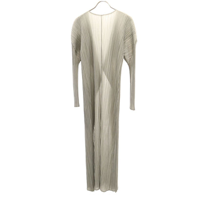PLEATS PLEASE Pleated Long Cardigan Gray