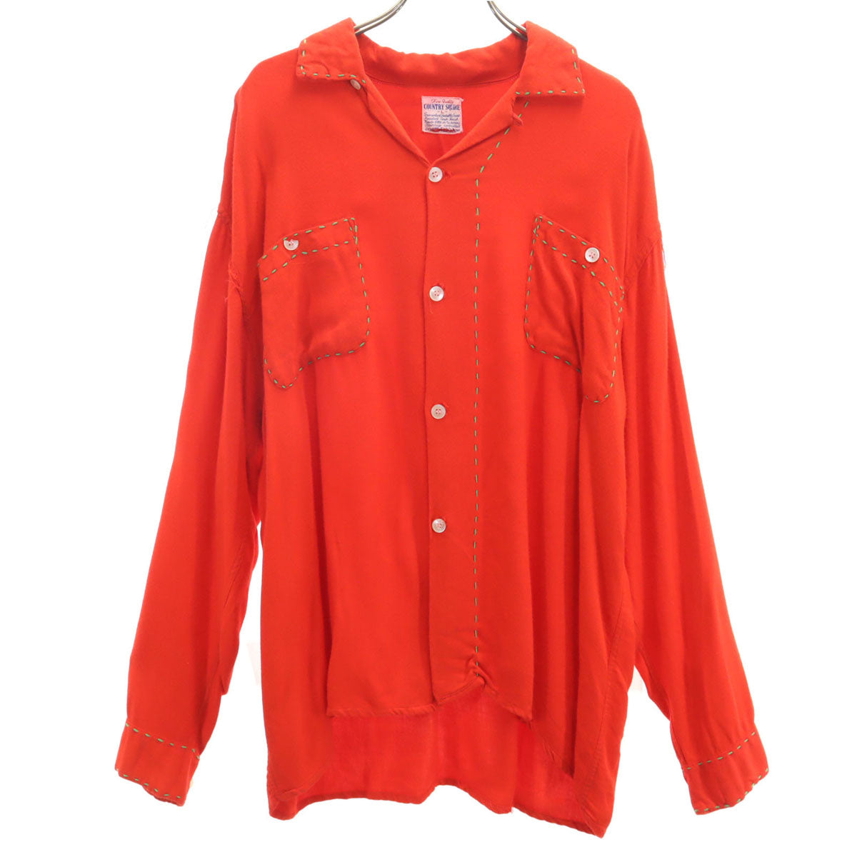 COUNTRY SQUIRE 50s Vintage Open Collar Shirt Red Size L