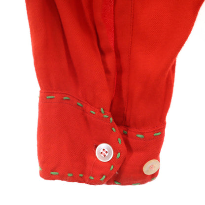 COUNTRY SQUIRE 50s Vintage Open Collar Shirt Red Size L