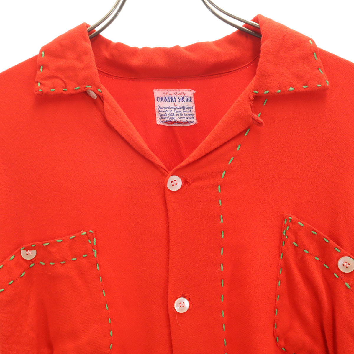 COUNTRY SQUIRE 50s Vintage Open Collar Shirt Red Size L