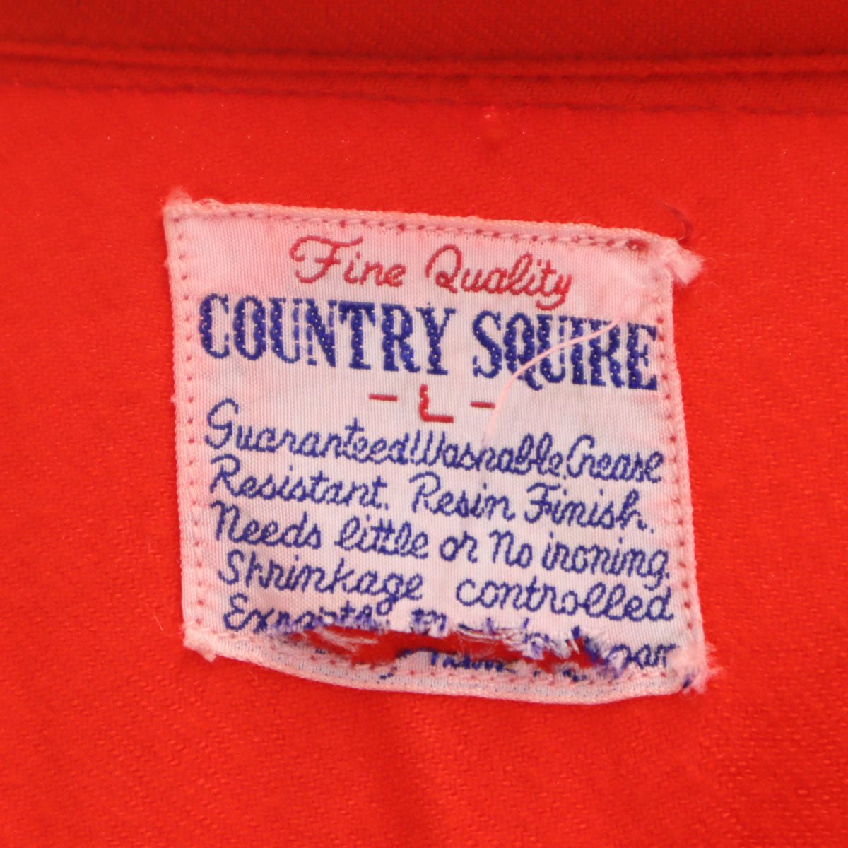 COUNTRY SQUIRE 50s Vintage Open Collar Shirt Red Size L