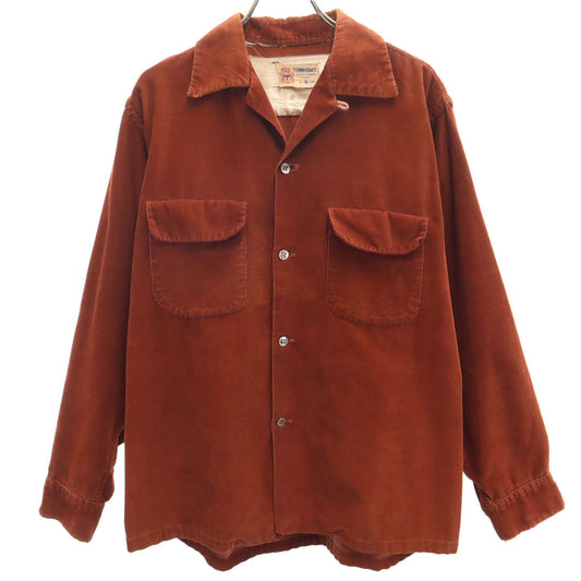 TOWNCRAFT 50s Vintage Corduroy Open Shirt Brown Size M