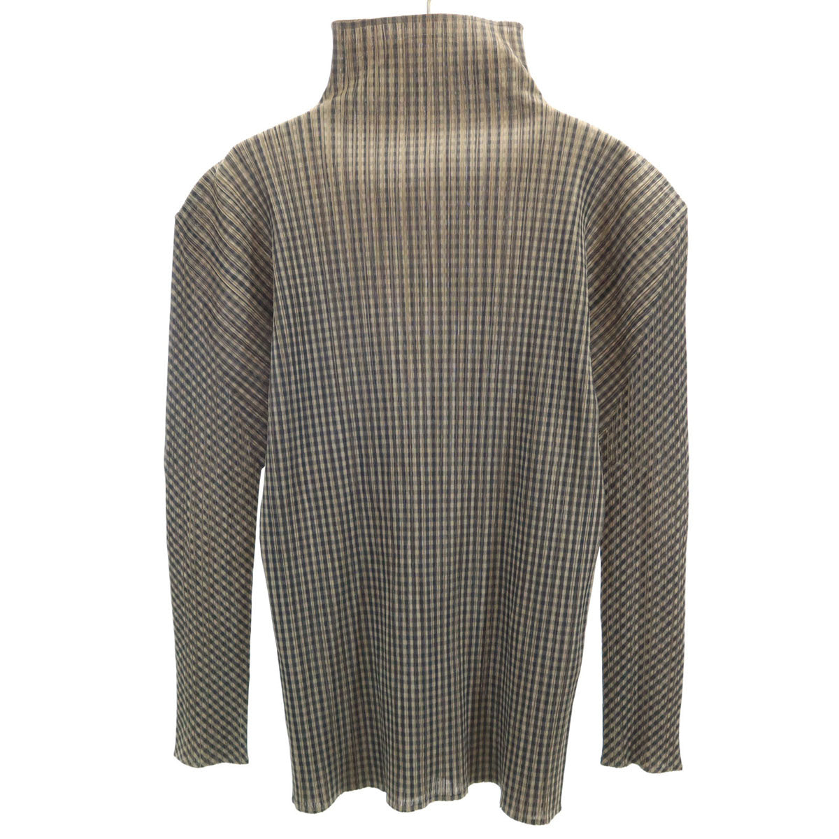 PLEATS PLEASE 90s Checked High Neck Top Beige Size JP 3
