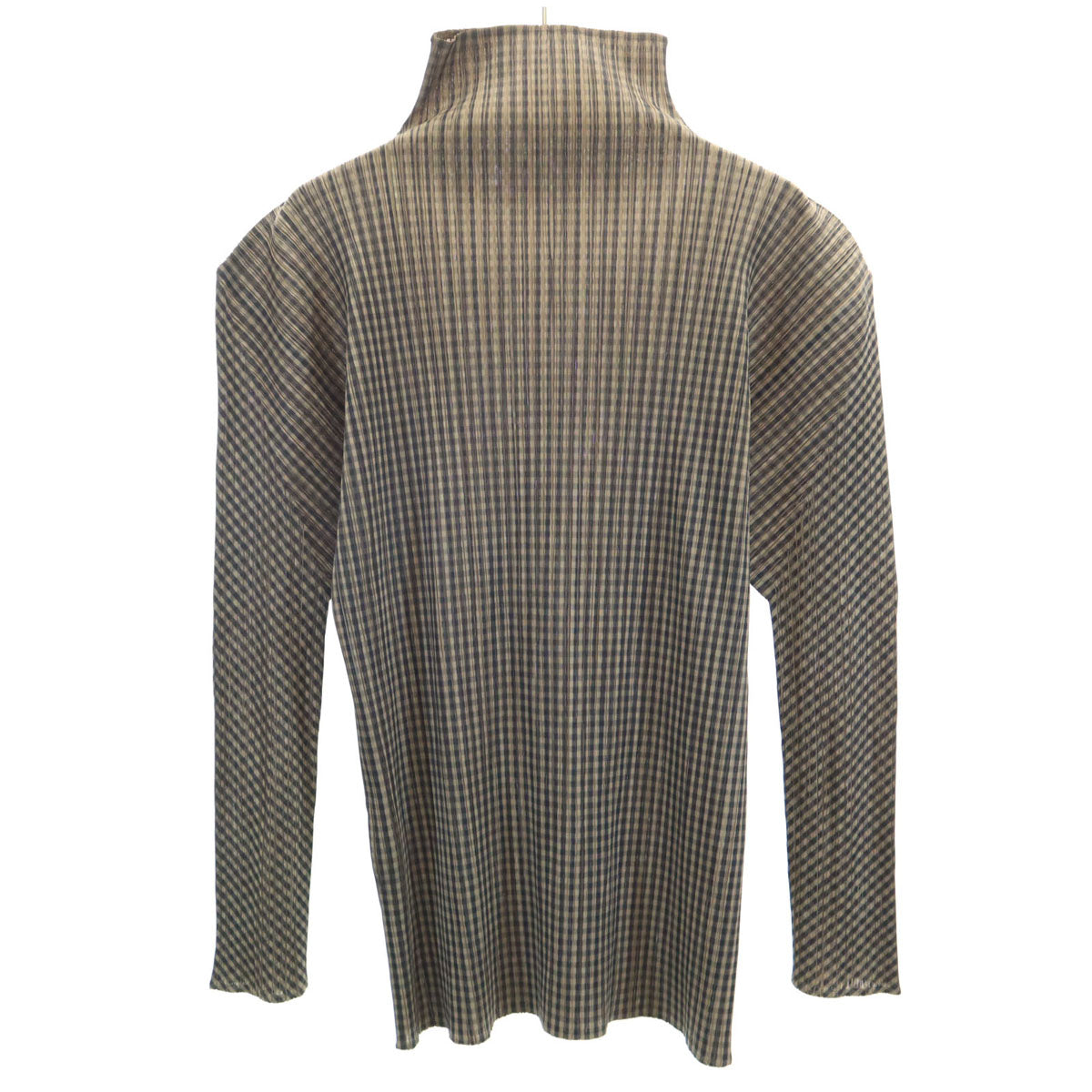 PLEATS PLEASE 90s Checked High Neck Top Beige Size JP 3