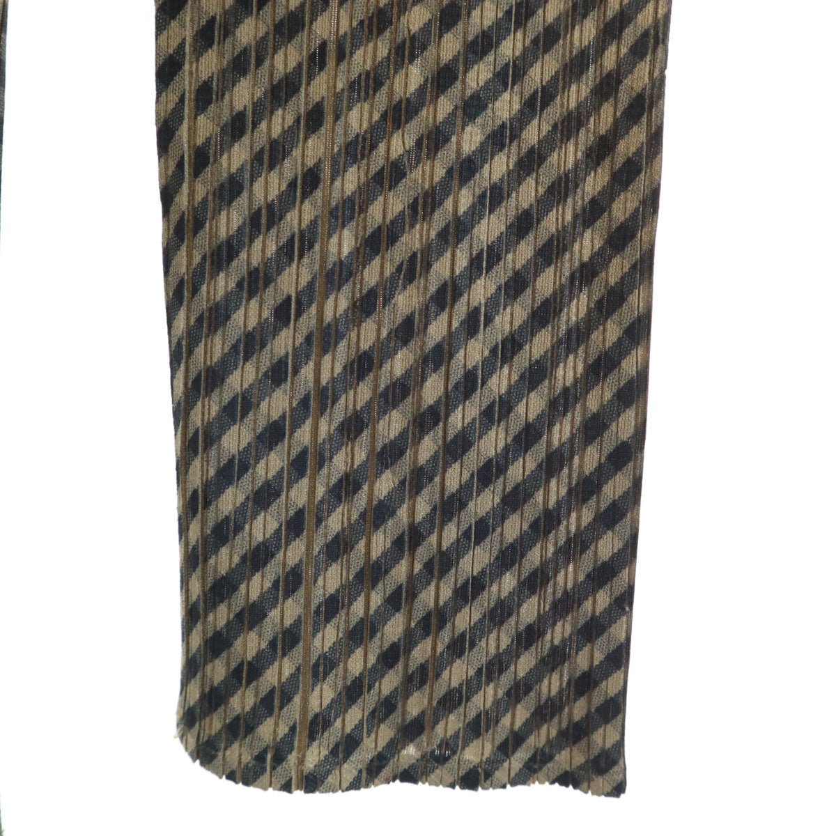 PLEATS PLEASE 90s Checked High Neck Top Beige Size JP 3