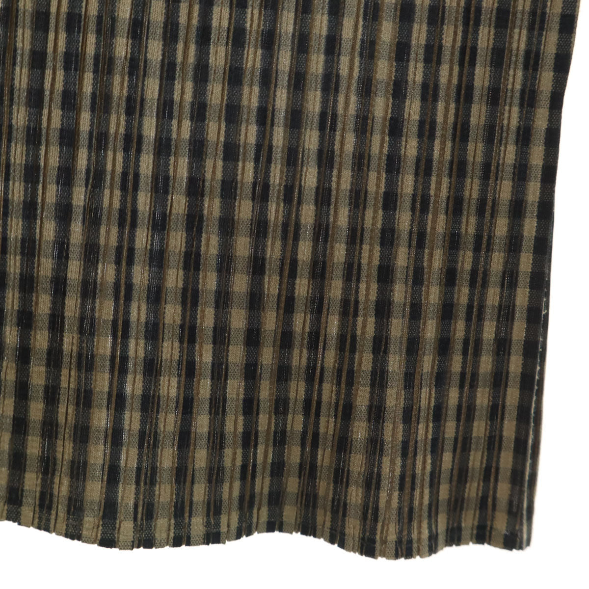 PLEATS PLEASE 90s Checked High Neck Top Beige Size JP 3