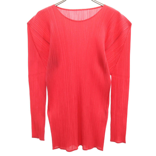 PLEATS PLEASE 90s Red Pleated Long Sleeve Top Size 4