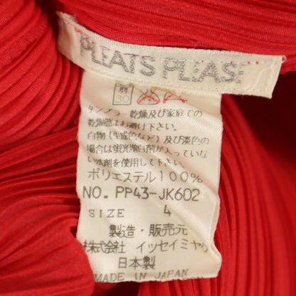 PLEATS PLEASE 90s Red Pleated Long Sleeve Top Size 4