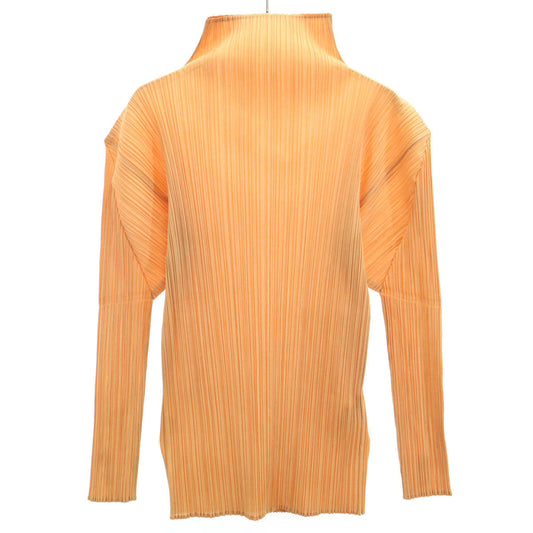 PLEATS PLEASE 90s Vintage Orange Pleated Neck Top Size JP 3
