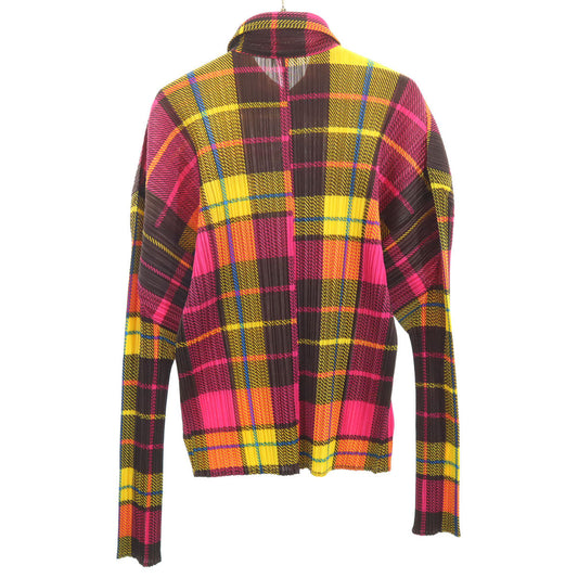 PLEATS PLEASE Plaid Long Sleeve Pleated Shirt Pink Size 4