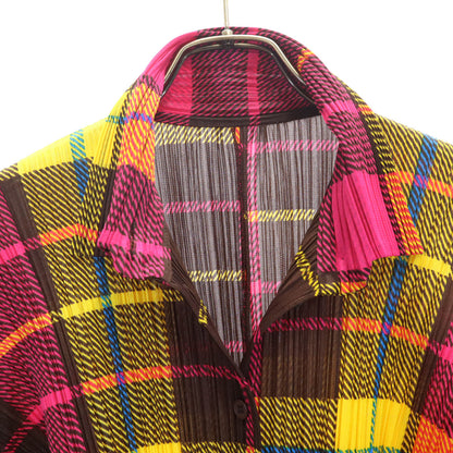 PLEATS PLEASE Plaid Long Sleeve Pleated Shirt Pink Size 4