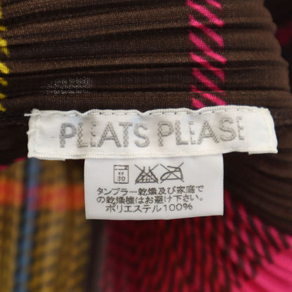 PLEATS PLEASE Plaid Long Sleeve Pleated Shirt Pink Size 4