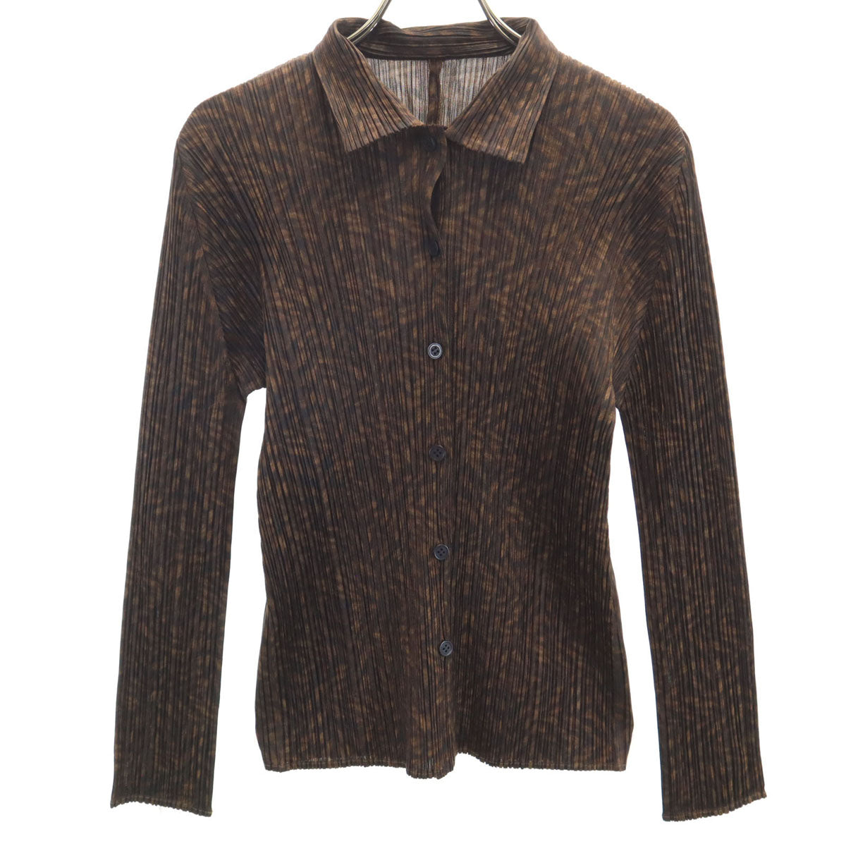 PLEATS PLEASE Pleated Pattern Long Shirt Brown Size JP 3