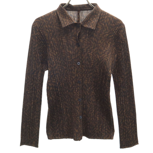 PLEATS PLEASE Pleated Pattern Long Shirt Brown Size JP 3