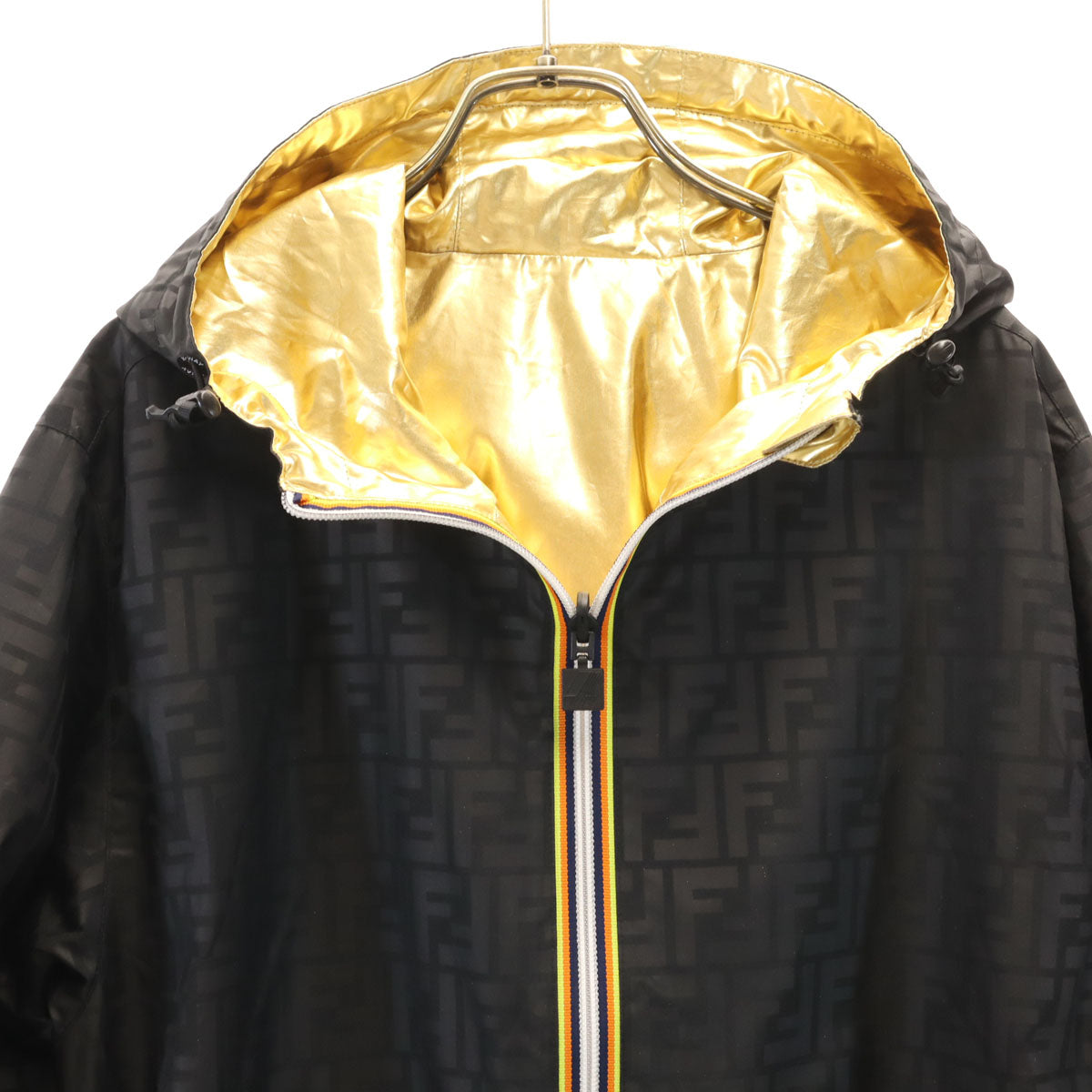 FENDI Italian Zucca Reversible Packable Jacket Black Size S