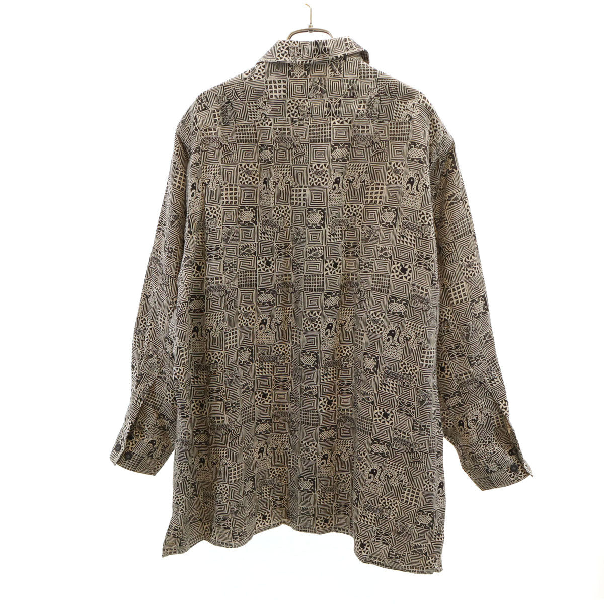BOSS HUGO BOSS All-Over Animal Print Long Shirt Beige Size L