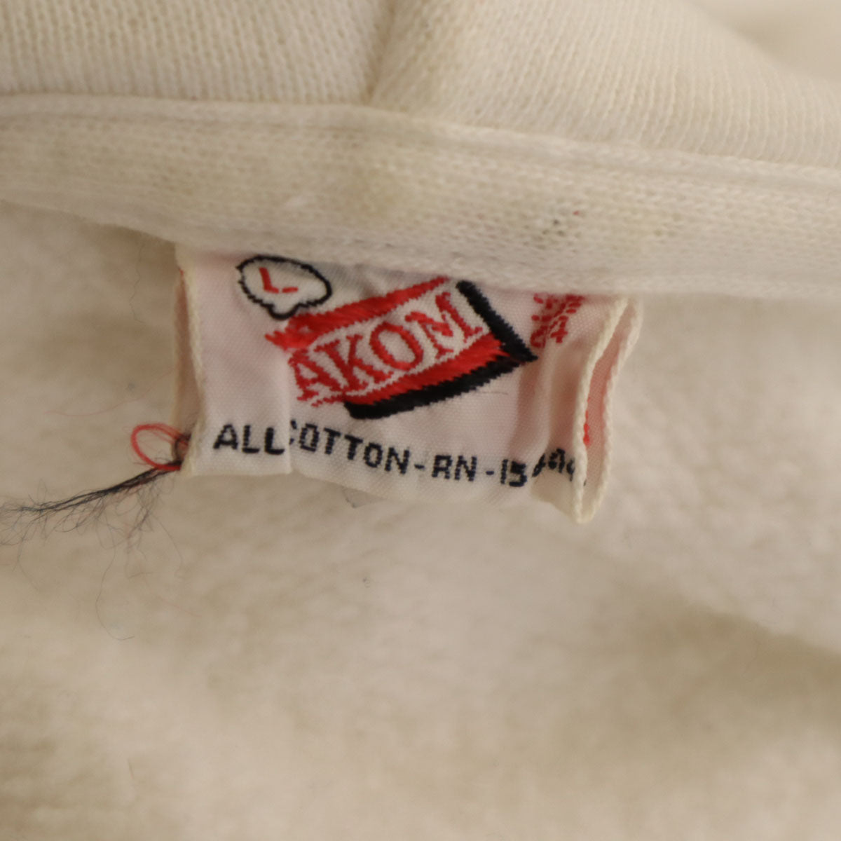 AKOM 60s Vintage Full Zip Hoodie White Size L