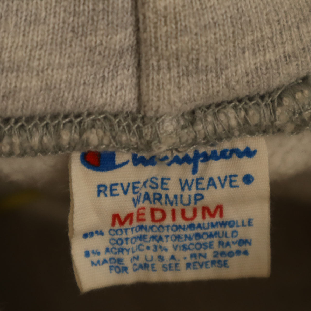 Champion 80s USA Vintage Reverse Weave Hoodie Gray Size M