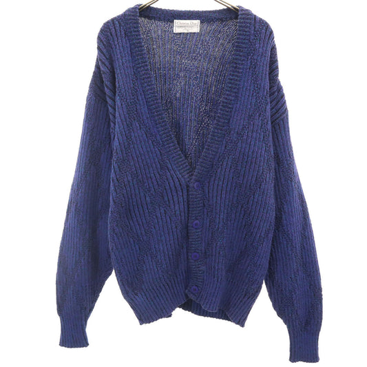 Christian Dior 90s USA Diamond Pattern Cardigan Blue Size S