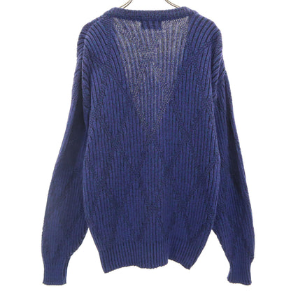 Christian Dior 90s USA Diamond Pattern Cardigan Blue Size S