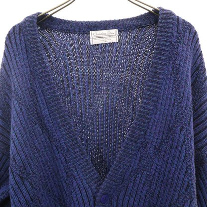 Christian Dior 90s USA Diamond Pattern Cardigan Blue Size S