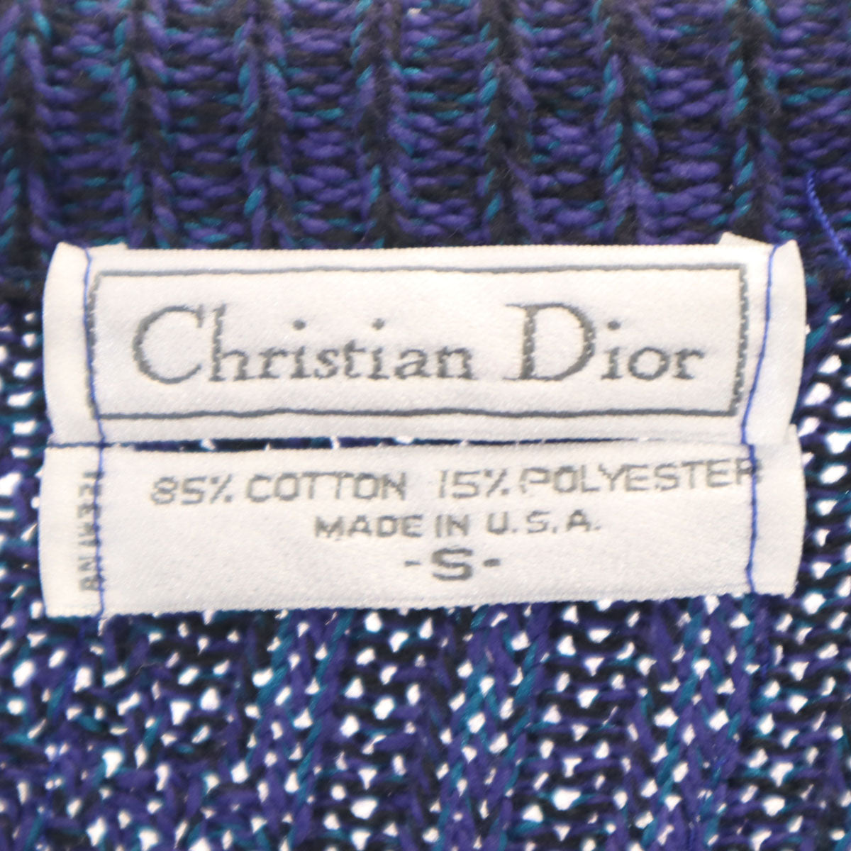 Christian Dior 90s USA Diamond Pattern Cardigan Blue Size S