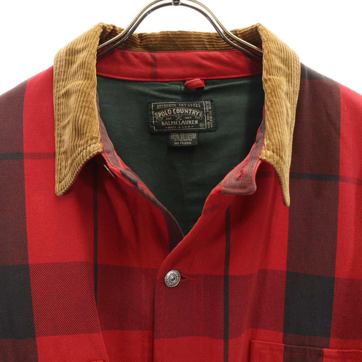 POLO COUNTRY RALPH LAUREN 80s 90s Check Coverall Red Size XL