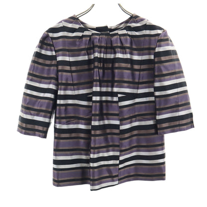 LOUIS VUITTON Silk Blend Striped Half Blouse Purple Size 38