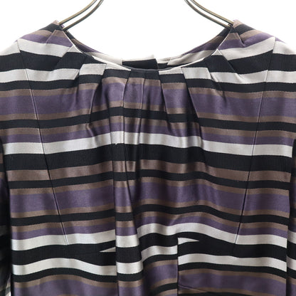 LOUIS VUITTON Silk Blend Striped Half Blouse Purple Size 38