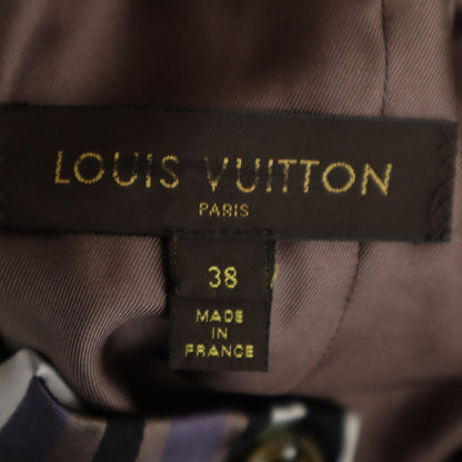 LOUIS VUITTON Silk Blend Striped Half Blouse Purple Size 38