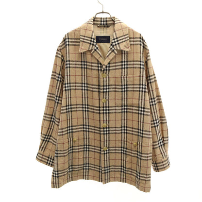 BURBERRY LONDON Nova Check Linen Blend Jacket Beige Size LL