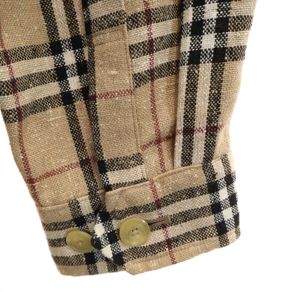 BURBERRY LONDON Nova Check Linen Blend Jacket Beige Size LL