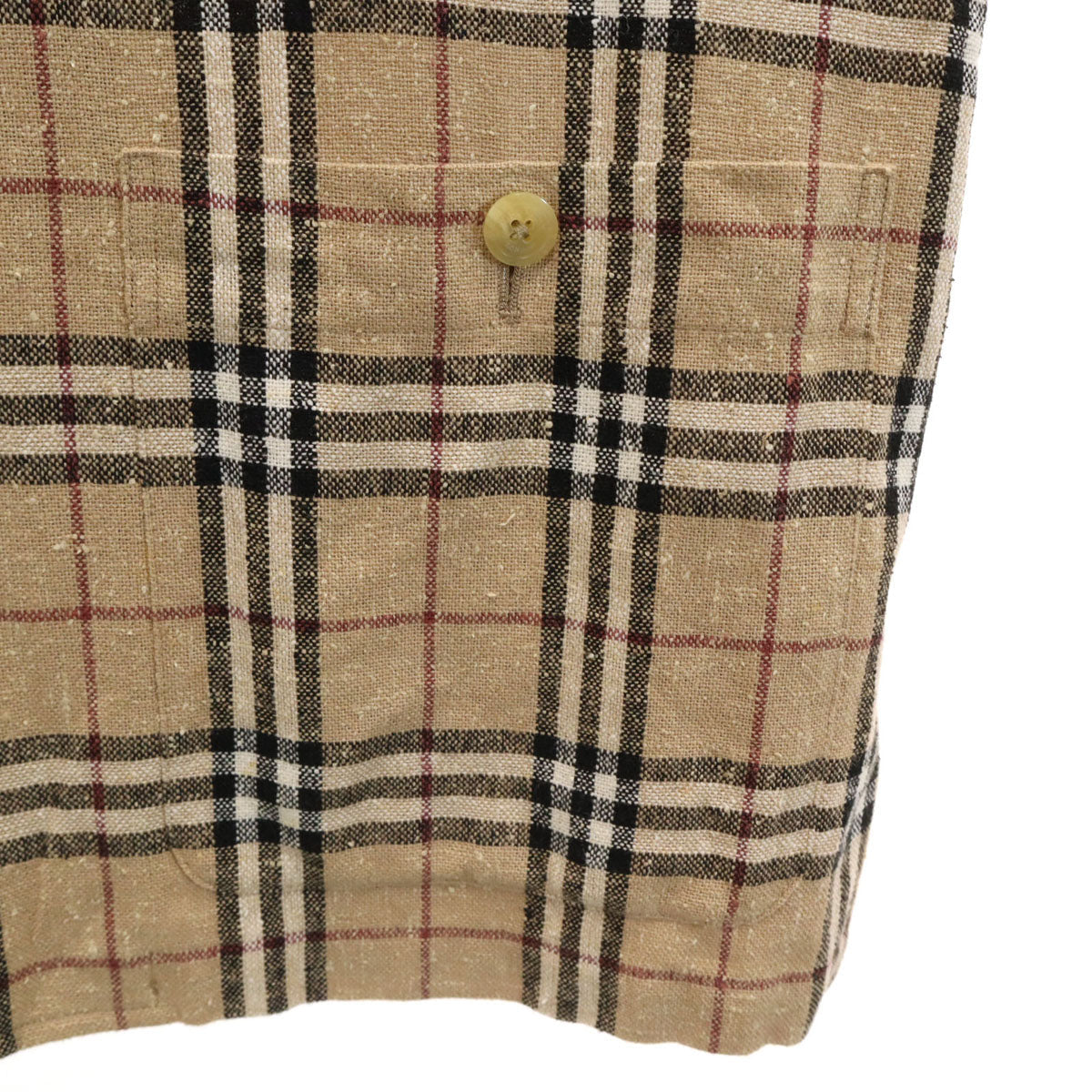 BURBERRY LONDON Nova Check Linen Blend Jacket Beige Size LL